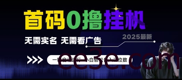 首码0撸挂G项目，无需实名无需看广告 一键启动运行，小白轻松日入三位数【揭秘】