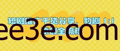 短剧推广干货分享，豹剧 1:1原创全流程