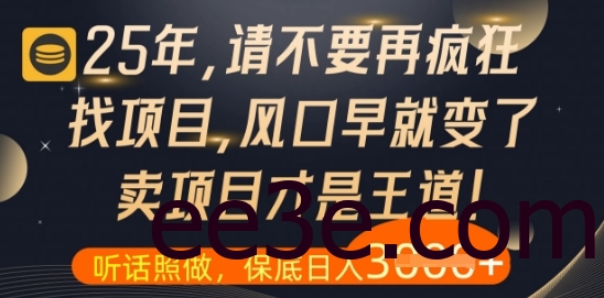 什么？25年你还在疯狂找项目做，醒醒吧，看完这些你全都懂了【揭秘】