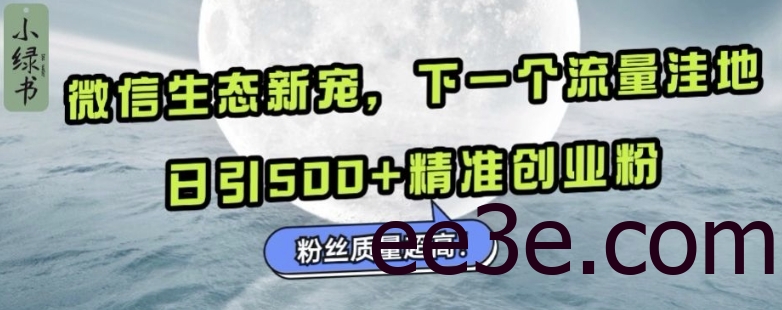微信生态新宠小绿书：下一个流量洼地，日引500+精准创业粉，粉丝质量超高