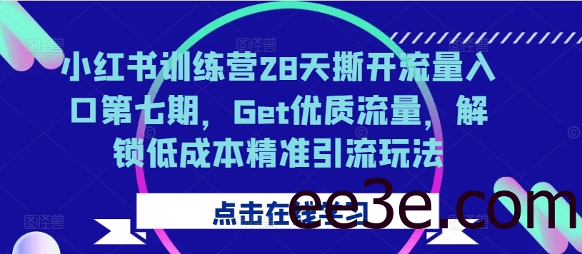 小红书训练营28天撕开流量入口第七期，Get优质流量，解锁低成本精准引流玩法