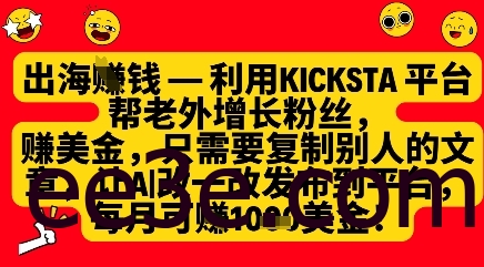 利用kicksta平台帮老外涨粉挣美金，每月收益1000美刀
