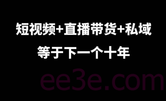 短视频+直播带货+私域等于下一个十年，大佬7年实战经验总结
