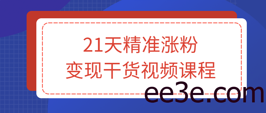 21天精准涨粉变现干货视频课程