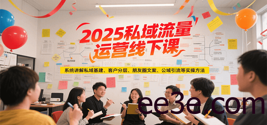 2025私域流量运营线下课，系统讲解私域基建/客户分层/朋友圈文案/公域引流等实操方法