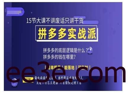 朋哥电商(拼多多实战派)，15节大课不讲废话只讲干货，简单粗暴 能落地 可复制