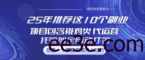 25年推荐这10个副业项目包含褂鸡类、代运营托管类、全自动打金类【揭秘】