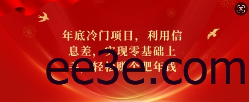 年底冷门项目，利用信息差，实现零基础上手，轻松赚个肥年钱【揭秘】