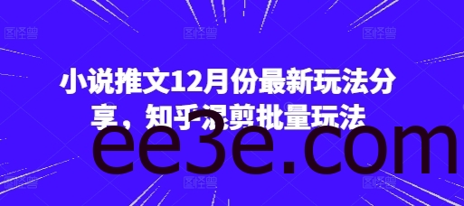 小说推文12月份最新玩法分享，知乎混剪批量玩法
