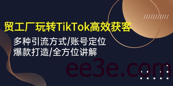 外贸工厂玩转TikTok高效获客，多种引流方式/账号定位/爆款打造/全方位讲解