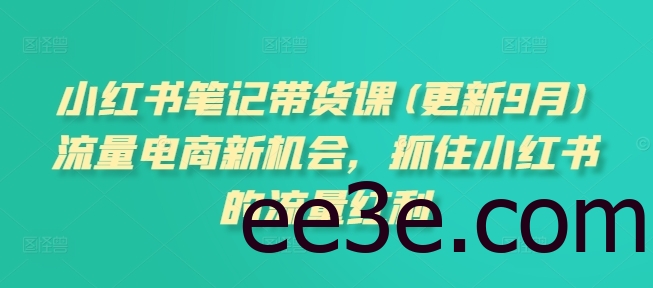 小红书笔记带货课(更新25年2月)流量电商新机会，抓住小红书的流量红利