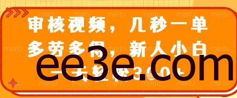 审核视频，几秒一单，多劳多得，新人小白一天轻松3张【揭秘】