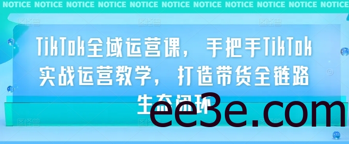 TikTok全域运营课，手把手TikTok实战运营教学，打造带货全链路生态闭环