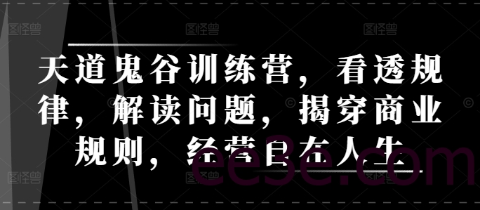 天道鬼谷训练营，看透规律，解读问题，揭穿商业规则，经营自在人生