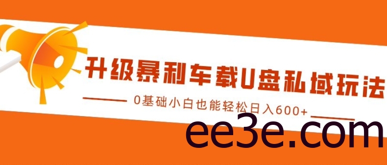 升级暴利车载U盘私域玩法，0基础小白也能轻松日入多张【揭秘】