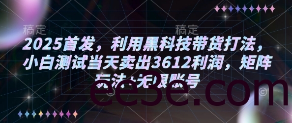 2025首发，利用黑科技带货打法，小白测试当天卖出3612利润，矩阵玩法+无限账号【揭秘】