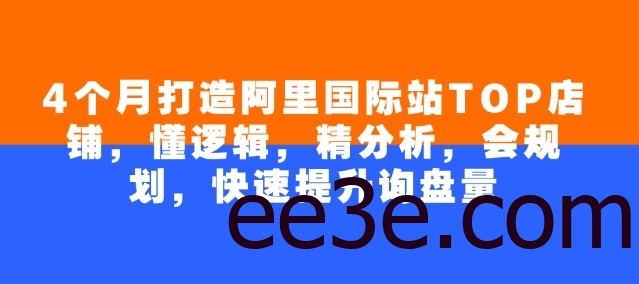 4个月打造阿里国际站TOP店铺，懂逻辑，精分析，会规划，快速提升询盘量