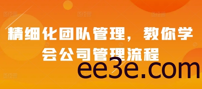 精细化团队管理，教你学会公司管理流程