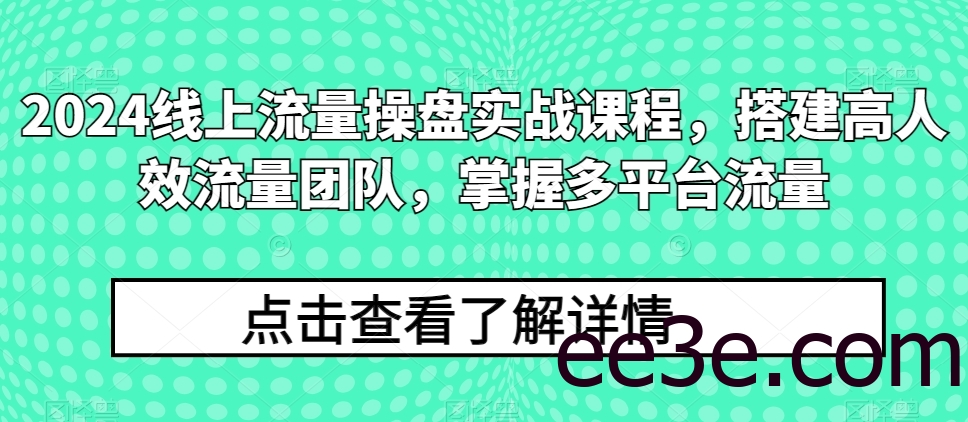 2024线上流量操盘实战课程，搭建高人效流量团队，掌握多平台流量