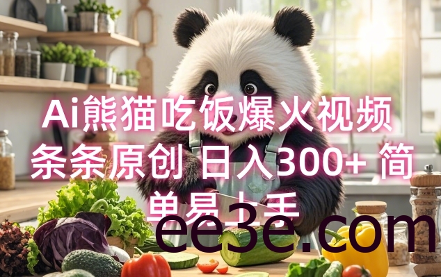 Ai熊猫吃饭爆火视频 条条原创 日入300+ 简单易上手