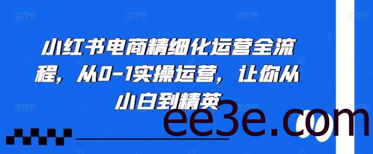 小红书电商精细化运营全流程，从0-1实操运营，让你从小白到精英