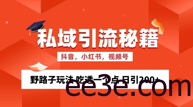 私域流量的精准化获客方法 野路子玩法 吃透一个点 日引200+ 【揭秘】