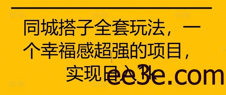 同城搭子全套玩法，一个幸福感超强的项目，实现日入1k【揭秘】