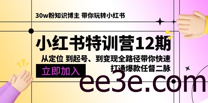 小红书特训营12期：从定位 到起号、到变现全路径带你快速打通爆款任督二脉