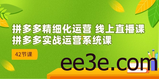 拼多多精细化运营 线上直播课：拼多多实战运营系统课（更新47节）