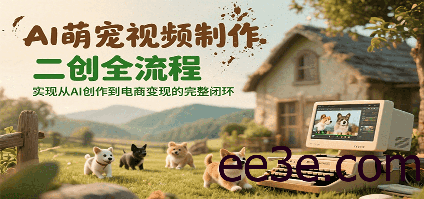 AI萌宠视频制作二创全流程，实现从AI创作到电商变现的完整闭环