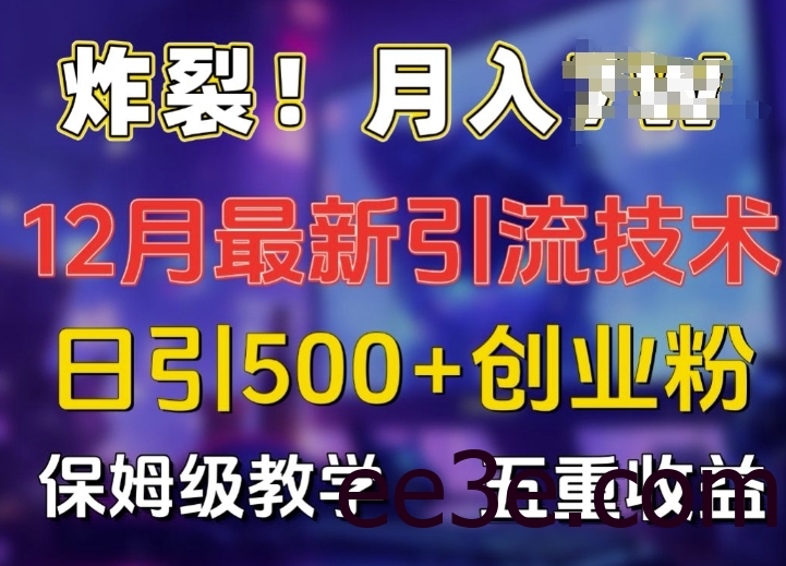 炸裂!揭秘12月最新日引流500+精准创业粉，多重收益保姆级教学