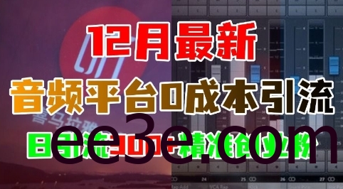 12月最新：音频平台0成本引流，日引流300+精准创业粉