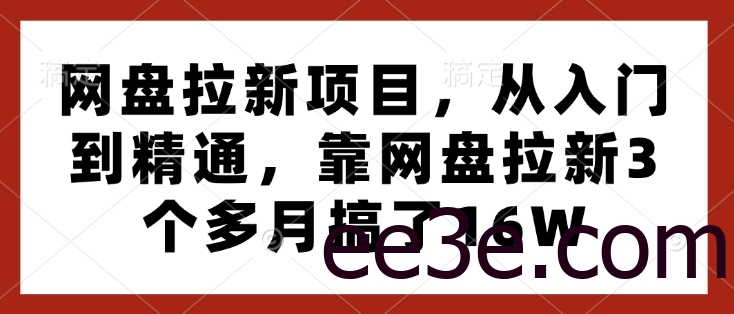 网盘拉新项目，从入门到精通，靠网盘拉新3个多月搞了16W