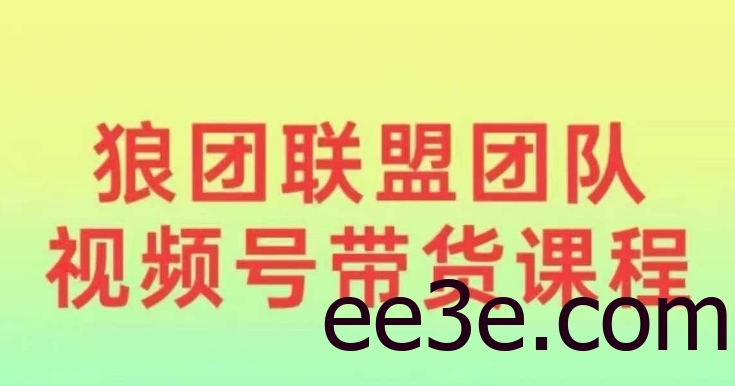 狼团联盟2024视频号带货，0基础小白快速入局视频号