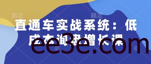 直通车实战系统：低成本询盘增长课，让个人通过技能实现升职加薪，让企业低成本获客，订单源源不断