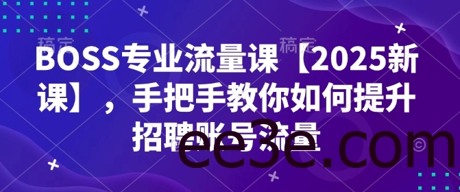 BOSS专业流量课【2025新课】，手把手教你如何提升招聘账号流量