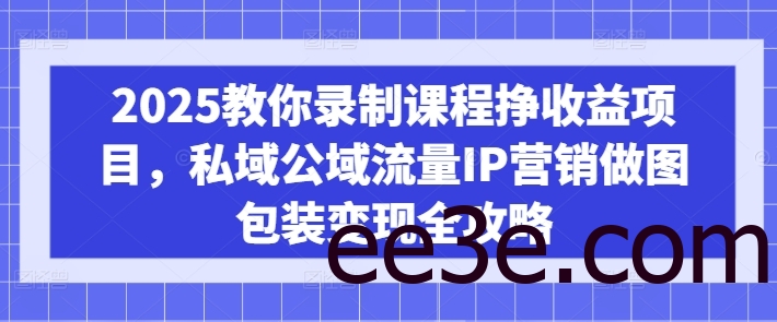 2025教你录制课程挣收益项目，私域公域流量IP营销做图包装变现全攻略
