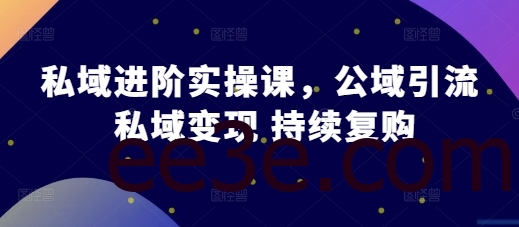 私域进阶实操课，公域引流 私域变现 持续复购