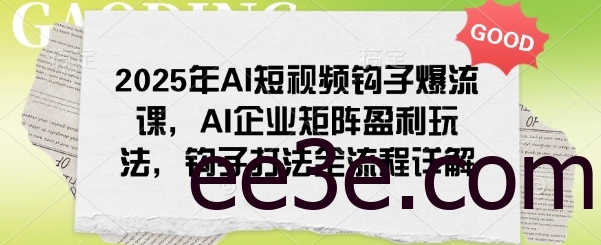 2025年AI短视频钩子爆流课，AI企业矩阵盈利玩法，钩子打法全流程详解