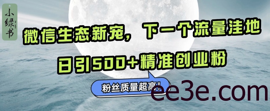 微信生态新宠小绿书：下一个流量洼地，粉丝质量超高，日引500+精准创业粉，