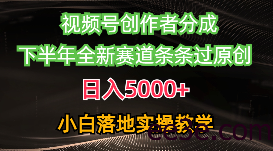 视频号创作者分成最新玩法，日入5000+ 下半年全新赛道条条过原创，小…