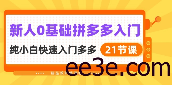 新人0基础拼多多入门，​纯小白快速入门多多（21节课）