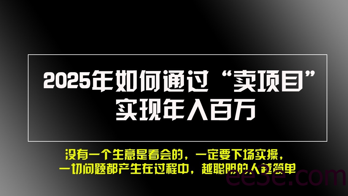 2025年如何通过“卖项目”实现年入百万