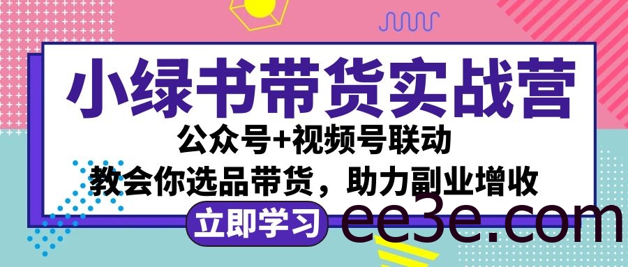 小绿书AI带货实战营：公众号+视频号联动，教会你选品带货，助力副业增收