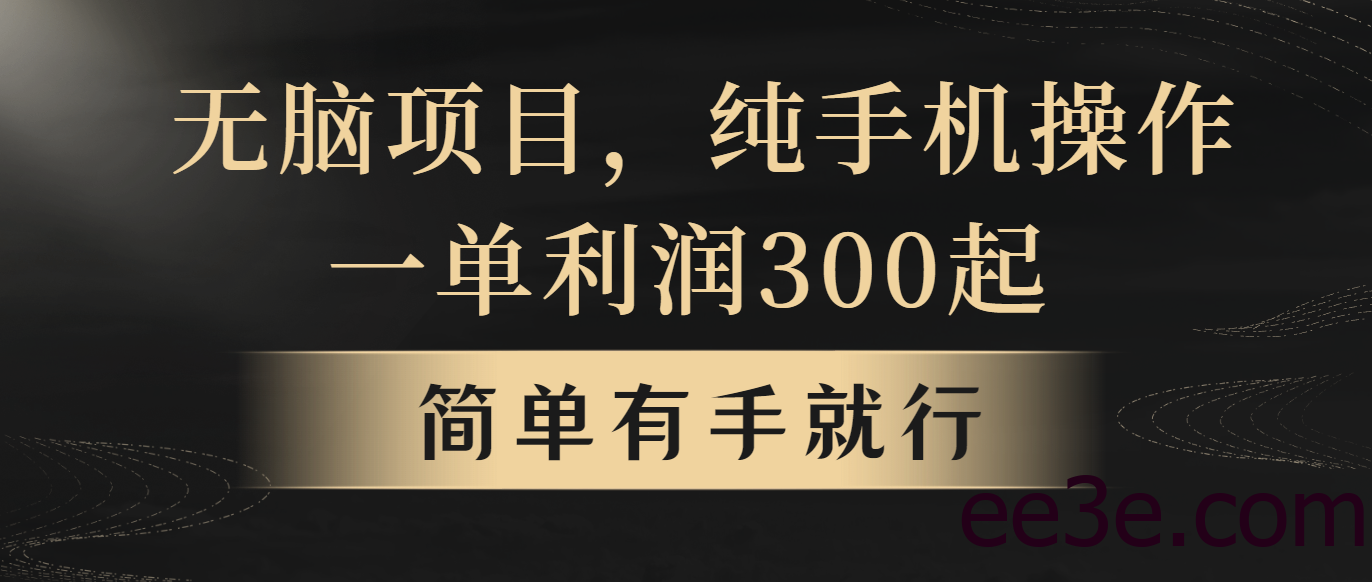 无脑项目，一单几百块，轻松月入5w+，看完就能直接操作