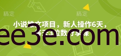 小说推文项目，新人操作6天，每天3位数分享课