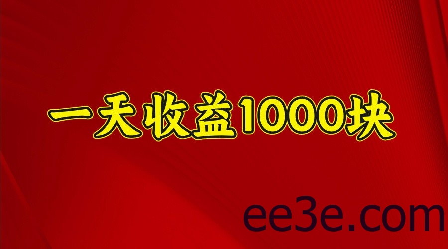 一天收益1000块，2025全网首发