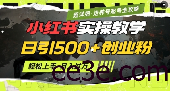 2月小红书最新日引500+创业粉实操教学【超详细】小白轻松上手，月入1W+，附小红书养号起号SOP
