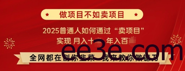 必看，做项目不如卖项目，2025普通人如何通过“卖项目”实现月入十个，年入百个