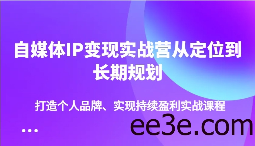 自媒体IP变现实战营从定位到长期规划，打造个人品牌、实现持续盈利实战课程
